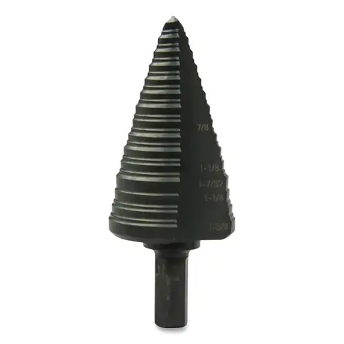 GSB Series Step Bit, 1-1/8 in, 3/16 in to 1/8 in dia Cutting, 5-Step Steam Oxide GSB Series Step Bit, 1-1/8 in, 3/16 in to 1/8 in dia Cutting, 5-Step Steam Oxide