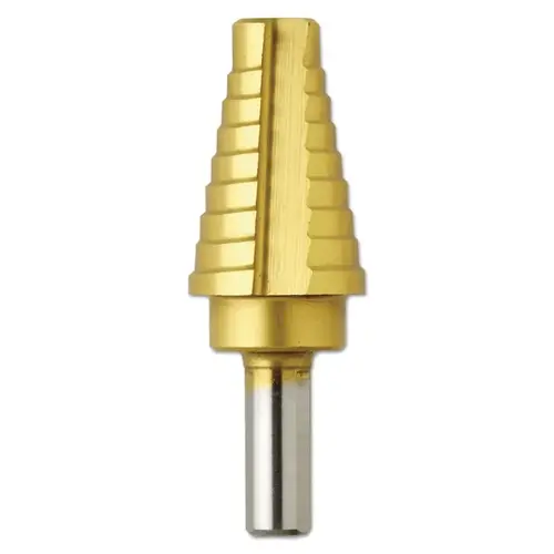 Titanium Coated Step Drill Bits, 9/16 in - 1 in, 8 Steps Titanium Coated Step Drill Bits, 9/16 in - 1 in, 8 Steps