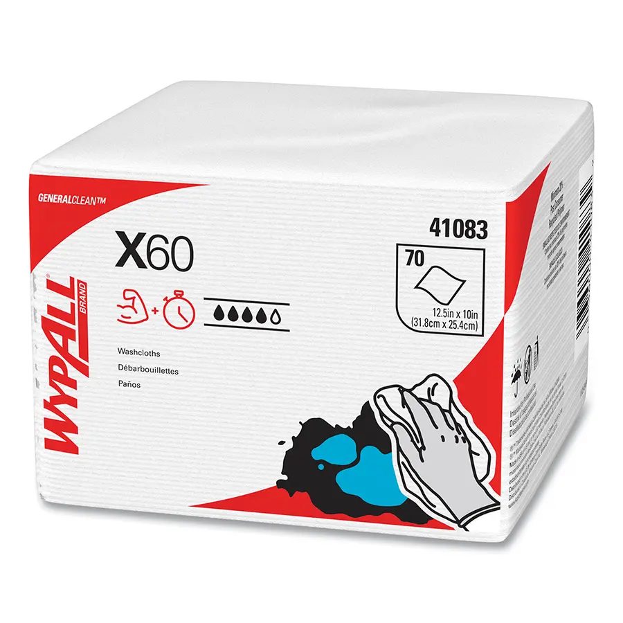 Kimberly-Clark PROFESSIONAL WypAll X60 Cleaning Cloth 12.5X10 IN HydroKnit White General Purpose Multi-Task - pack of 8 41083 Kimberly-Clark PROFESSIONAL WypAll X60 Cleaning Cloth 12.5X10 IN HydroKnit White General Purpose Multi-Task - pack of 8 41083