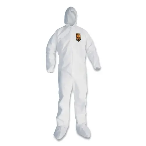 KleenGuard  A45 Breathable Liquid & Particle Protection Elastic Wrist/Ankle Coveralls, Hooded, Booted, White, X-Large - pack of 25