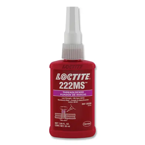 222MS  Threadlocker, Low Strength/Small Screw, 10 mL, 1/4 in dia or Smaller, Purple