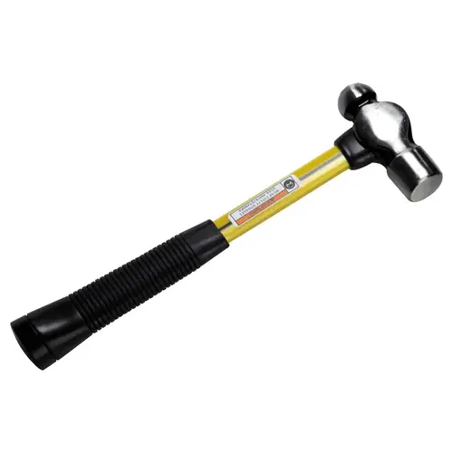 Classic Ball Pein Hammer, Fiberglass Handle, 13 in, Carbon Steel 20 oz Head Yellow