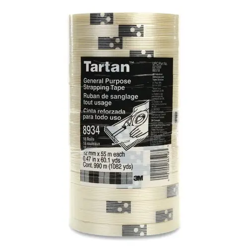 Tartan Filament Tape 8934, 12 mm x 55 m, 4 mil, Clear Tartan Filament Tape 8934, 12 mm x 55 m, 4 mil, Clear
