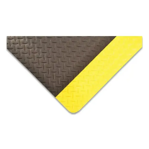Saddle Trax Anti-Fatigue Mat, 979, 1 in x 3 ft W x 5 ft L, Redstop Non-Slip Backing/UniFusion PVC Foam/Vinyl Top, Blk/Ylw Black; Yellow Saddle Trax Anti-Fatigue Mat, 979, 1 in x 3 ft W x 5 ft L, Redstop Non-Slip Backing/UniFusion PVC Foam/Vinyl Top, Blk/Ylw Black; Yellow