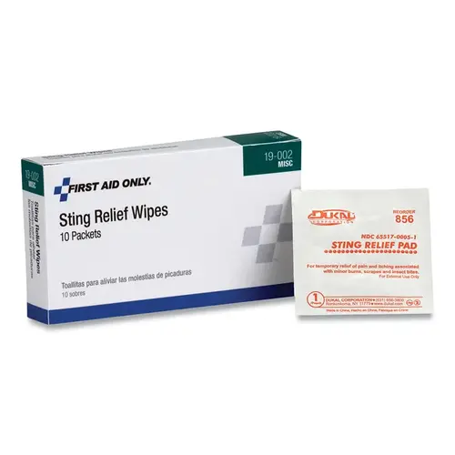 Sting Relief Wipe, Individually Wrapped, 10 per Box - pack of 10 Sting Relief Wipe, Individually Wrapped, 10 per Box - pack of 10