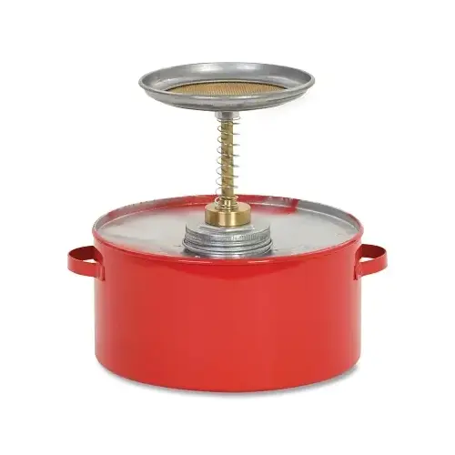 Plunger Can, Flammable/Volatile Liquid Dispensing, 2 qt Cap, Galvanized Steel, Red Plunger Can, Flammable/Volatile Liquid Dispensing, 2 qt Cap, Galvanized Steel, Red