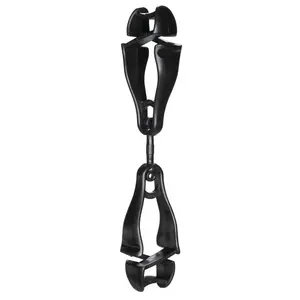 Ergodyne 19412 Squids  3420 Swiveling Glove Clip Holder with Dual Clips, Black, 6 EA/PK - pack of 6