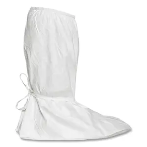 DuPont IC457SWHLG01000B Tyvek IsoClean Boot Covers with PVC Soles, Ankle Ties, Large, White - pack of 100