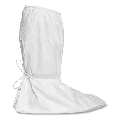 Tyvek IsoClean Boot Covers with PVC Soles, Ankle Ties, Large, White - pack of 100