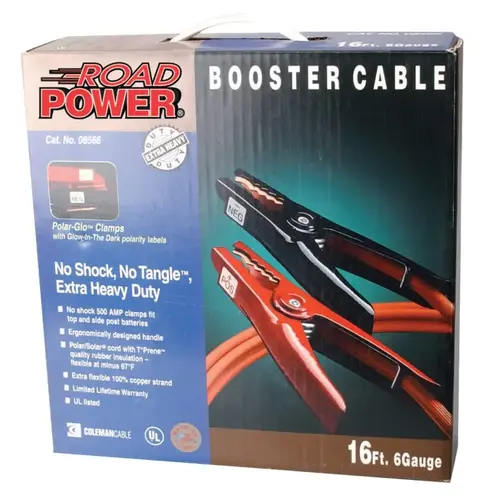Automotive Booster Cables, 4/1 AWG, 12 ft, Red Automotive Booster Cables, 4/1 AWG, 12 ft, Red