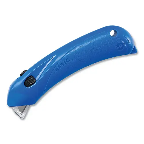 Disposable Restaurant Safety Cutter, NSF-Certified, 3-Button, Plastic, Pointed, Blue - pack of 6