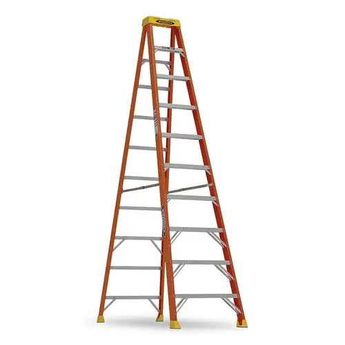 Fiberglass Stepladder, IA, 6110, 10 fl L, 28 in W, 300 lb Load Capacity Orange; Yellow Fiberglass Stepladder, IA, 6110, 10 fl L, 28 in W, 300 lb Load Capacity Orange; Yellow
