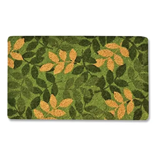 Coir Woven Front Door Mat, C11, 1/2 in x 18 in W x 30 in L, All Natural Coconut Fibers, Green Leaf Design Coir Woven Front Door Mat, C11, 1/2 in x 18 in W x 30 in L, All Natural Coconut Fibers, Green Leaf Design