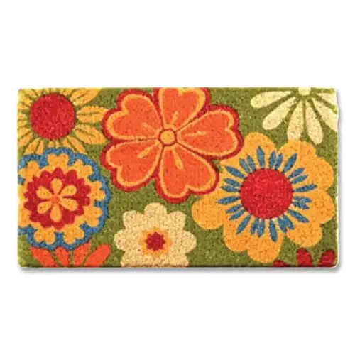 Coir Woven Front Door Mat, C11, 1/2 in x 18 in W x 30 in L, All Natural Coconut Fibers, Summer Flowers Design Coir Woven Front Door Mat, C11, 1/2 in x 18 in W x 30 in L, All Natural Coconut Fibers, Summer Flowers Design