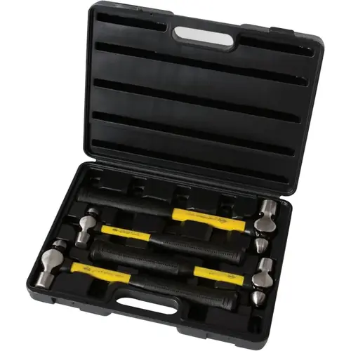 Four-Piece Ball Pein Hammer Set, Fiberglass Handle, Steel Head Yellow/Black Four-Piece Ball Pein Hammer Set, Fiberglass Handle, Steel Head Yellow/Black