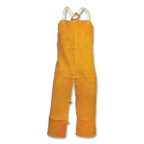 Cowhide Split Leg Bib Apron, 4336, Two Chest Pockets, Cotton Crossed Back Straps, 24 in W x 36 in L, D Rings, Brown Cowhide Split Leg Bib Apron, 4336, Two Chest Pockets, Cotton Crossed Back Straps, 24 in W x 36 in L, D Rings, Brown