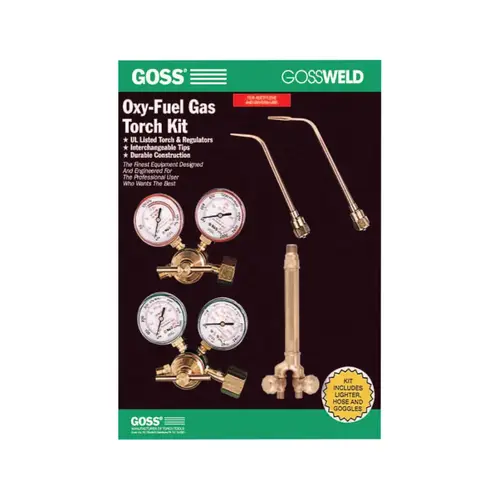 Brazing and Welding Kit, MC Acetylene Regulator, Braze to 1-1/2 in, Weld to 3/16 in