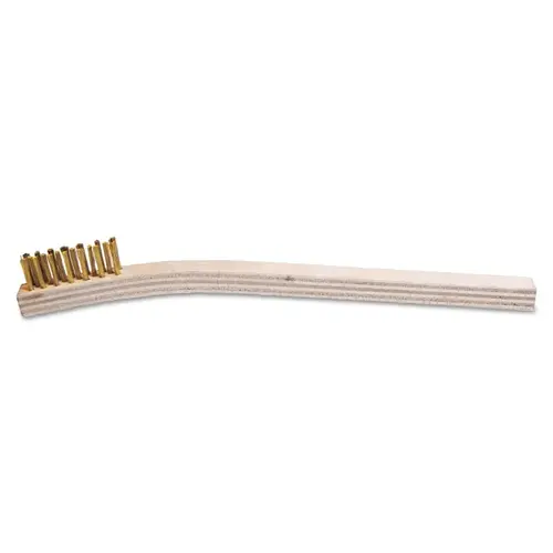 Inspection Brushes, 3 x 7 Rows, Brass, Bent Wood Handle Inspection Brushes, 3 x 7 Rows, Brass, Bent Wood Handle