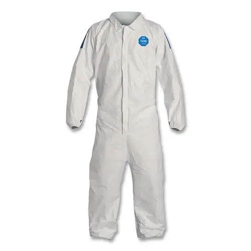 Tyvek 400D Coveralls with Elastic Wrists and Ankles, Blue/White, Large Tyvek 400D Coveralls with Elastic Wrists and Ankles, Blue/White, Large