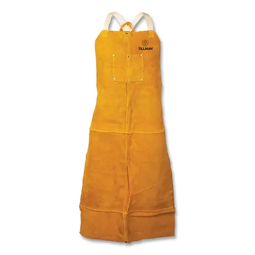 Cowhide Bib Apron, 4236, Two Chest Pockets, Cotton Crossed Back Straps, 24 in W x 36 in L, Brown