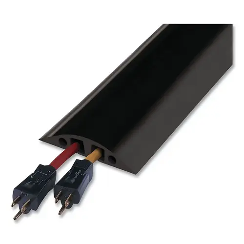 Rubber Duct Cable Protector, 1.125 in H x 5.75 in W x 60 in L, 2-CH, Office Cable, Black Rubber Duct Cable Protector, 1.125 in H x 5.75 in W x 60 in L, 2-CH, Office Cable, Black