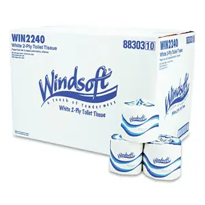 Windsoft 2240B Septic Safe Bath Tissue, 3.75 in L x 4.5 in W Sheets, 500 Sheets Per Roll White - pack of 96