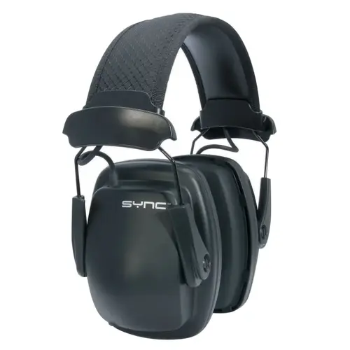 Sync Stereo Earmuff, 25 dB NRR, Black, Over the Head - pack of 2