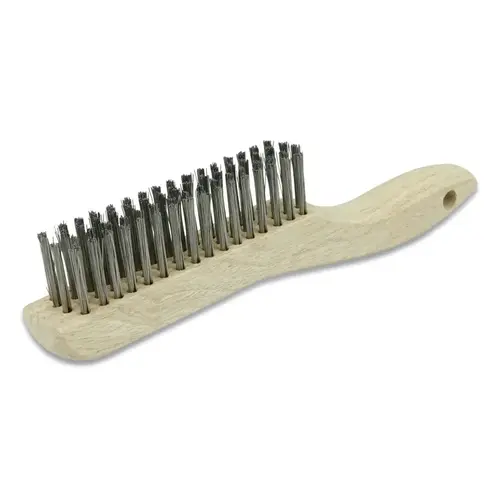 Hand Scratch Brush, 4 x 16 Rows, 0.012 in Stainless Steel Fill, Shoe Handle Natural Hand Scratch Brush, 4 x 16 Rows, 0.012 in Stainless Steel Fill, Shoe Handle Natural