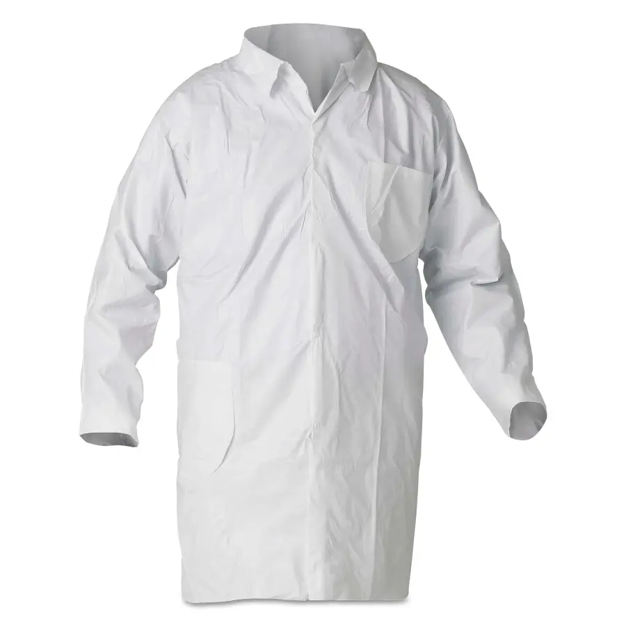 Kimberly-Clark PROFESSIONAL KleenGuard A40 Liquid & Particle Protection Lab Coat 3-XLarge Microporous Film Laminate White No Pockets - 44446