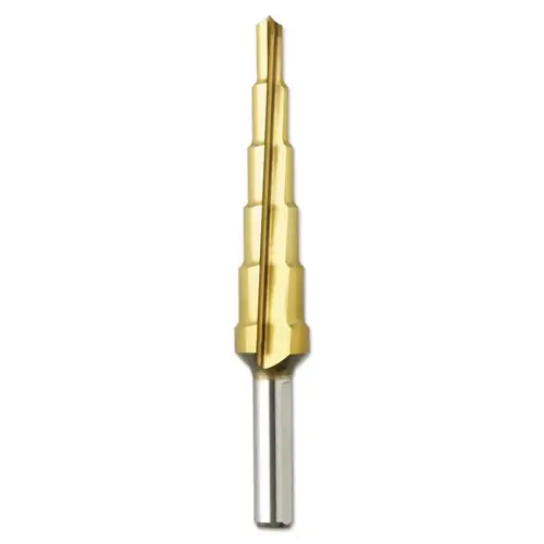 Titanium Coated Step Drill Bits, 3/16 in - 1/2 in, 6 Steps Titanium Coated Step Drill Bits, 3/16 in - 1/2 in, 6 Steps