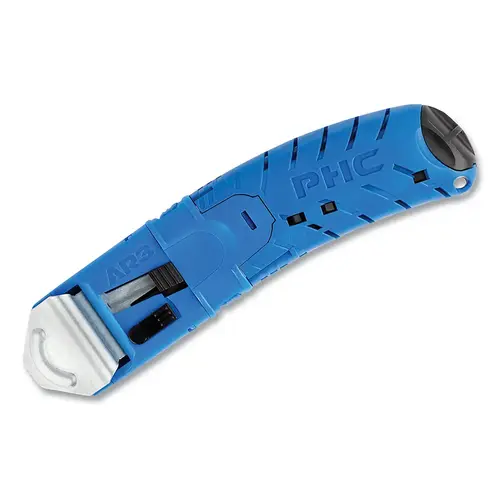 AR3  Guarded Safety Knife, Smart-Retract, Button, Plastic, 5 Additional Blades, Blue - pack of 50