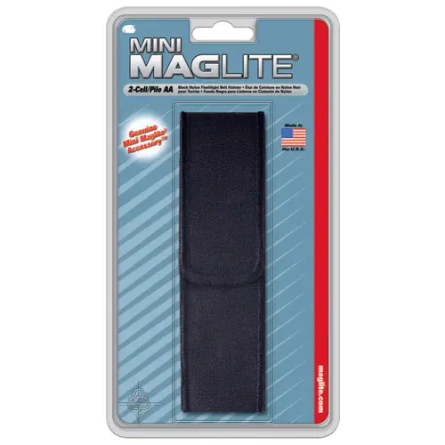 Holster, Full Flap, For Use With 2-AA Flashlights, Black, Nylon Holster, Full Flap, For Use With 2-AA Flashlights, Black, Nylon