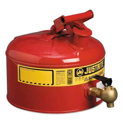 Red Steel Safety Cans for Laboratories, Hazardous Liquid Storage, 2.5 gal, Red Red Steel Safety Cans for Laboratories, Hazardous Liquid Storage, 2.5 gal, Red