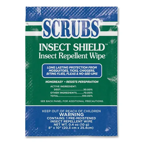 Insect Shield  Insect Repellent Wipes, 8 in x 10 in, 0.4 oz, Single Premoistened Packets
