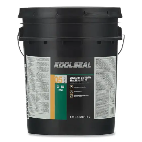 Emulsion Driveway Sealers & Filler, 5 gal, Pail, Black, 5 Year