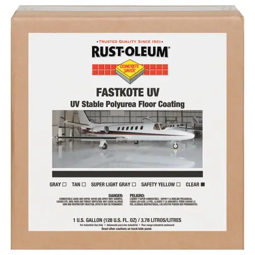 FastKote UV Stable Polyurea Floor Coatings, Clear, 1 gal, Solvent