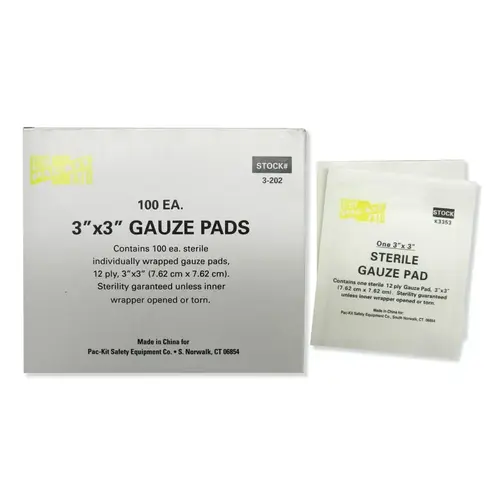 Sterile Gauze Pad, 3 in x 3 in, Gauze, 100/Box Beige - pack of 2400 Sterile Gauze Pad, 3 in x 3 in, Gauze, 100/Box Beige - pack of 2400