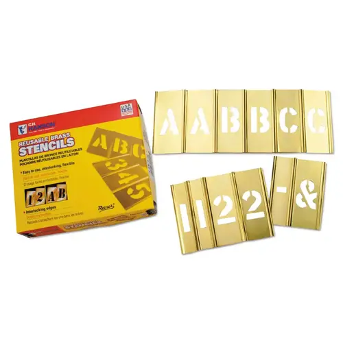 Brass Stencil Letter & Number Sets, Brass, 3 in Brass Stencil Letter & Number Sets, Brass, 3 in