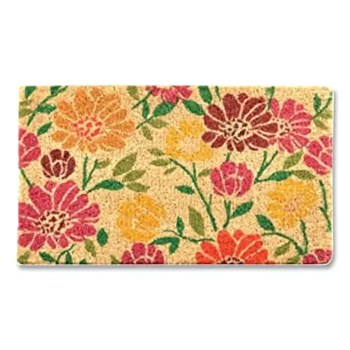 Coir Woven Front Door Mat, C11, 1/2 in x 18 in W x 30 in L, All Natural Coconut Fibers, Spring Daisies Design Coir Woven Front Door Mat, C11, 1/2 in x 18 in W x 30 in L, All Natural Coconut Fibers, Spring Daisies Design