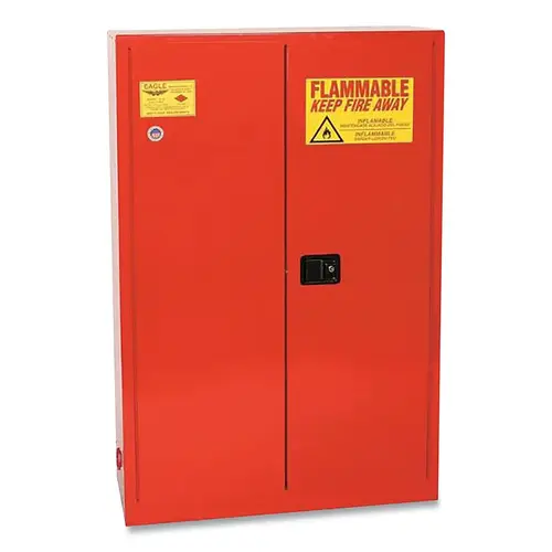 Flammable Liquid Storage Cabinet, Paint and Ink Standard 60, Sliding Self-Close Door, 60 gal Cap, Red Flammable Liquid Storage Cabinet, Paint and Ink Standard 60, Sliding Self-Close Door, 60 gal Cap, Red
