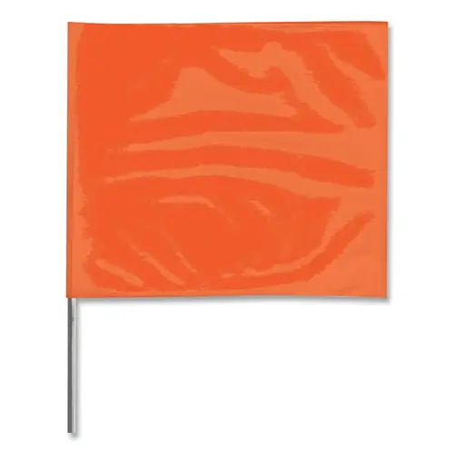 Stake Flags, 2 in x 3 in, 21 in Height, PVC; Steel Wire, Orange Glo - pack of 100