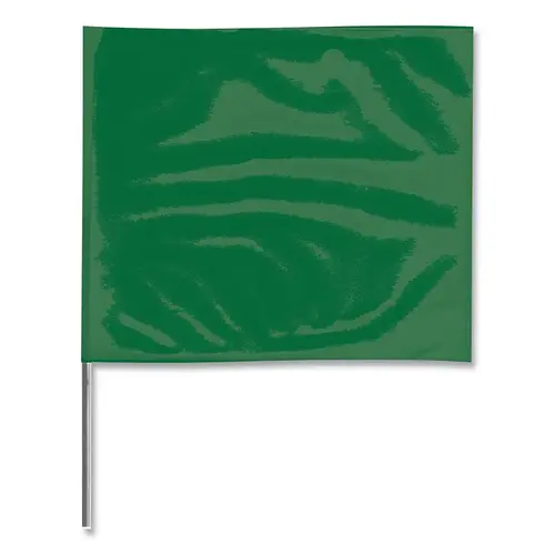 Stake Flags, 2 in x 3 in, 21 in Height, PVC Film, Green - pack of 100