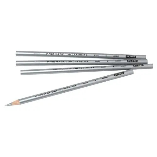 Premier  Soft Core Colored Pencil, Metallic Silver - pack of 12