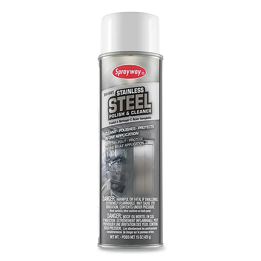 Sprayway Stainless Steel Polish and Cleaner 20 oz Can Clear Lemon Odor - pack of 12 SW841 Sprayway Stainless Steel Polish and Cleaner 20 oz Can Clear Lemon Odor - pack of 12 SW841