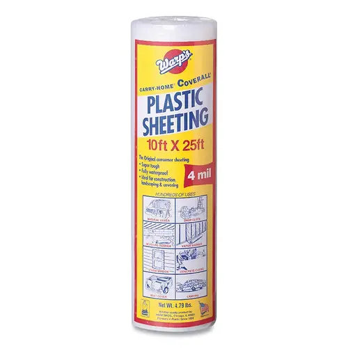 Carry-Home  Coverall  Plastic Sheeting, 10 ft ft L x 25 ft ft W, 4 mil thick, Clear - pack of 4