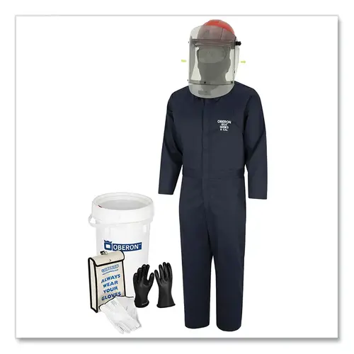 HRC2  Electric Vehicle Arc Flash & Shock Kit, 8 cal, Glove size 9, Small, Navy Blue