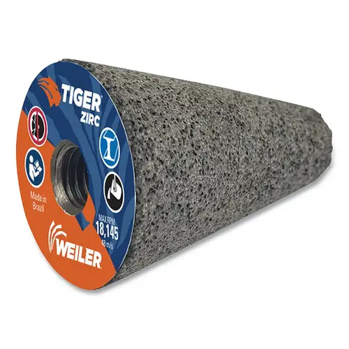 Tiger Grinding Cone, 2 in dia x 3 in Thick x 5/8 in-11 Arbor, 20 Grit, Zirconia Alumina, Type 17, 12 EA / BX Brown - pack of 12 Tiger Grinding Cone, 2 in dia x 3 in Thick x 5/8 in-11 Arbor, 20 Grit, Zirconia Alumina, Type 17, 12 EA / BX Brown - pack of 12