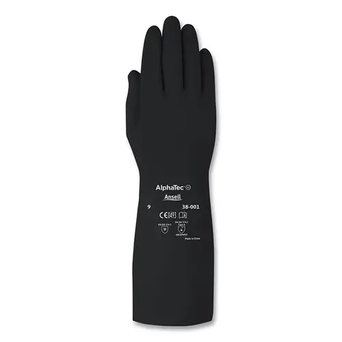 38-001 Chemical-Resistant Butyl Gloves, Size 11, Black Pair