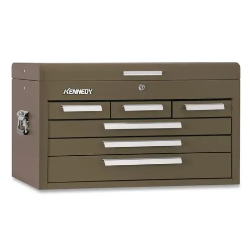 Mechanics' Chest, 26-1/8 in W x 12-1/8 in D x 14-3/4 in H, 3178 in Capacity, Brown Wrinkle, 6-Drawer Mechanics' Chest, 26-1/8 in W x 12-1/8 in D x 14-3/4 in H, 3178 in Capacity, Brown Wrinkle, 6-Drawer