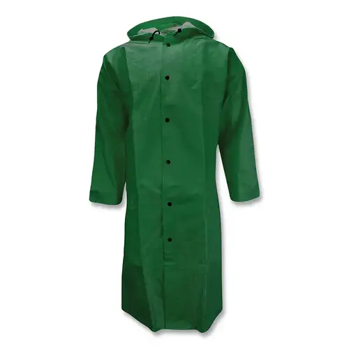 Dura Quilt 56 Series Hooded Rain Coat, PVC/Polyester, Green, 48 in L, X-Large